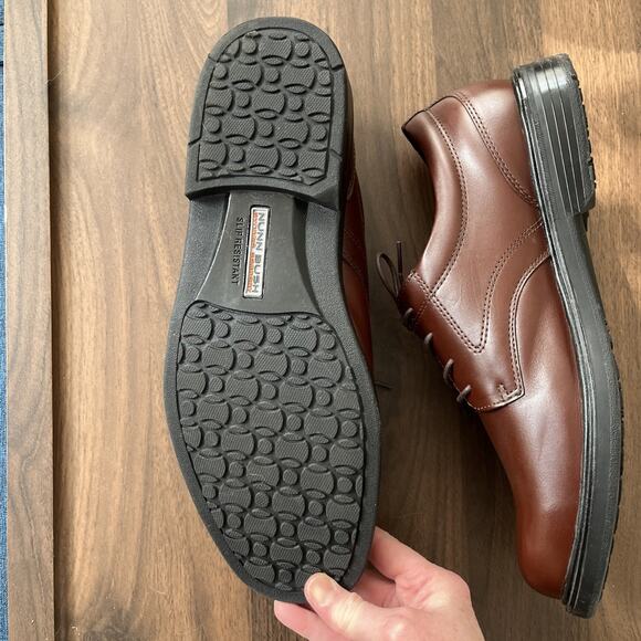 Nunn Bush Leather Oxford Plain Toe Shoes Dynamic Comfort SZ 13